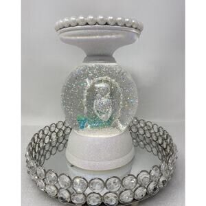 Retired Bath & Body Works Mermaid Glitter Water Globe 3 - Wick Candle Holder